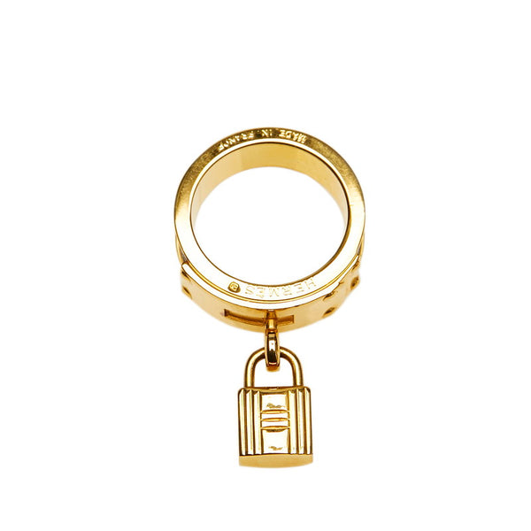 エルメス ケリー カデナモチーフ スカーフリング ゴールド ブラック メッキ レザー レディース HERMES 【中古】