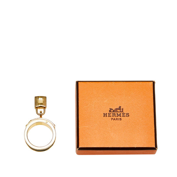 エルメス ケリー カデナモチーフ スカーフリング ゴールド ブラック メッキ レザー レディース HERMES 【中古】