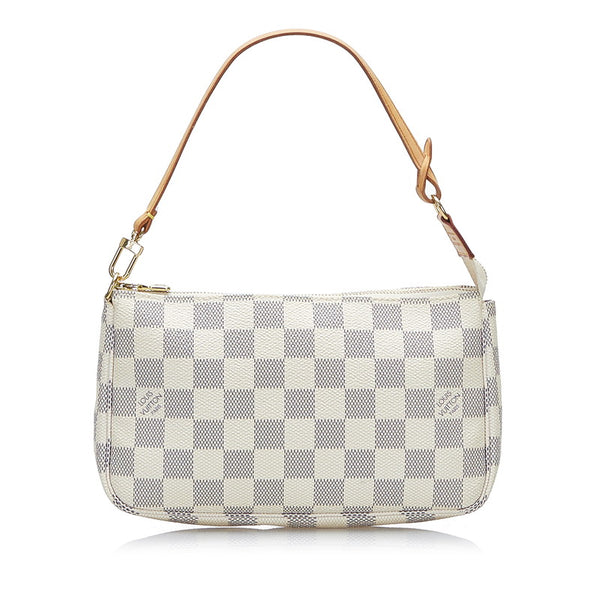 ルイ ヴィトン ダミエ アズール ポシェット アクセソワール ポーチ N41207 ホワイト PVC レザー レディース LOUIS VUITTON 【中古】