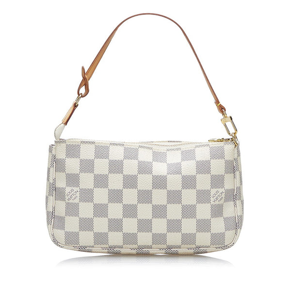 ルイ ヴィトン ダミエ アズール ポシェット アクセソワール ポーチ N41207 ホワイト PVC レザー レディース LOUIS VUITTON 【中古】
