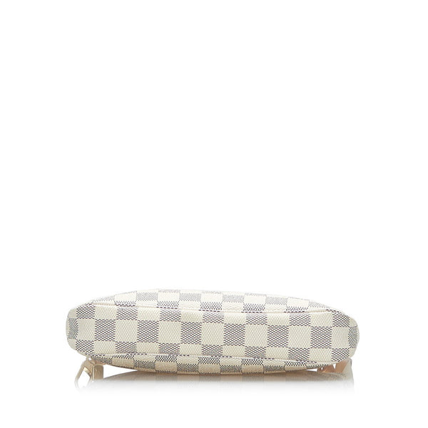 ルイ ヴィトン ダミエ アズール ポシェット アクセソワール ポーチ N41207 ホワイト PVC レザー レディース LOUIS VUITTON 【中古】
