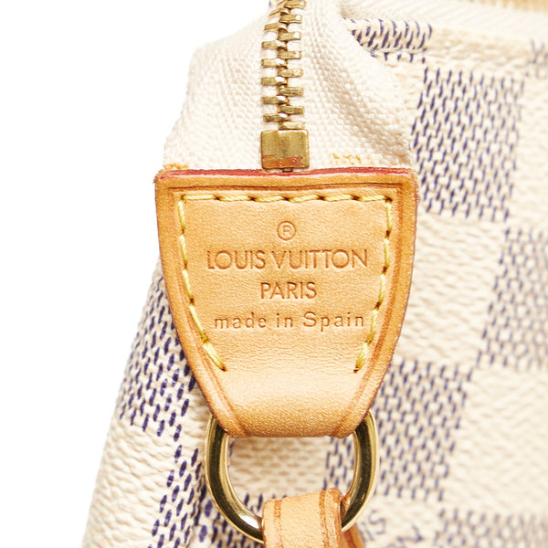 ルイ ヴィトン ダミエ アズール ポシェット アクセソワール ポーチ N41207 ホワイト PVC レザー レディース LOUIS VUITTON 【中古】