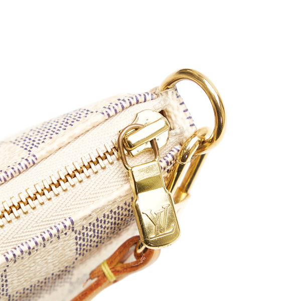 ルイ ヴィトン ダミエ アズール ポシェット アクセソワール ポーチ N41207 ホワイト PVC レザー レディース LOUIS VUITTON 【中古】