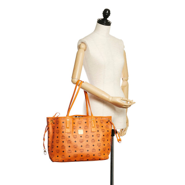 エム シー エム ヴィセトス オレンジ レザー トートバッグ レディース MCM 【中古】