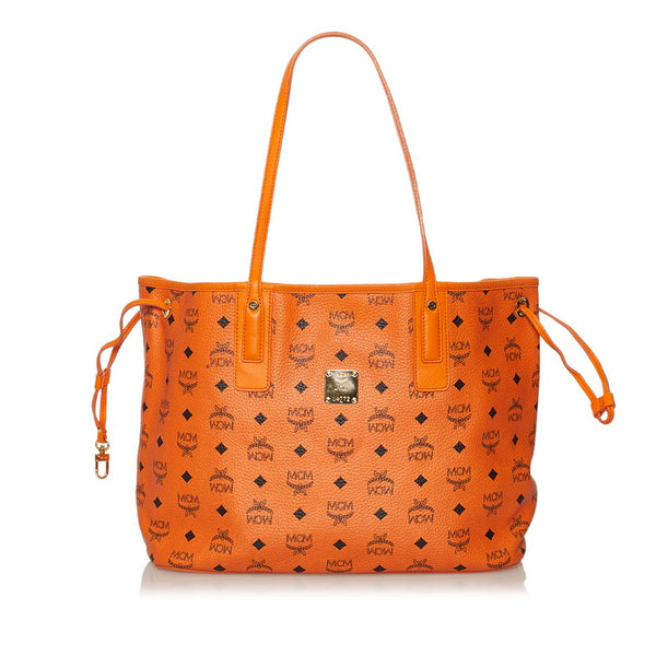 エム シー エム ヴィセトス オレンジ レザー トートバッグ レディース MCM 【中古】