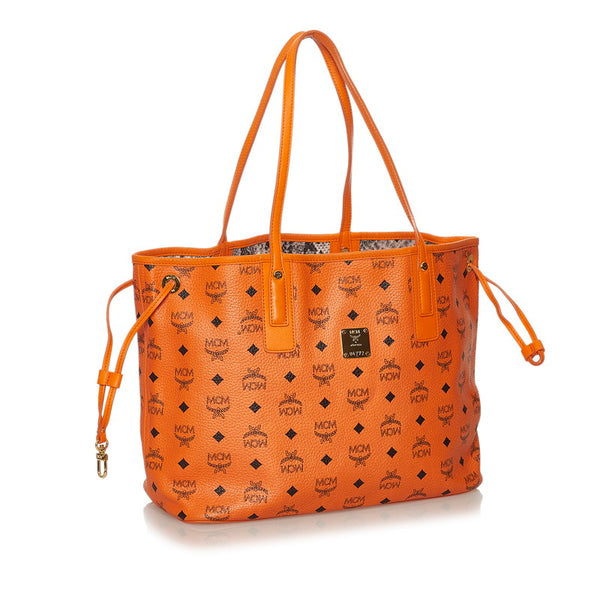 エム シー エム ヴィセトス オレンジ レザー トートバッグ レディース MCM 【中古】