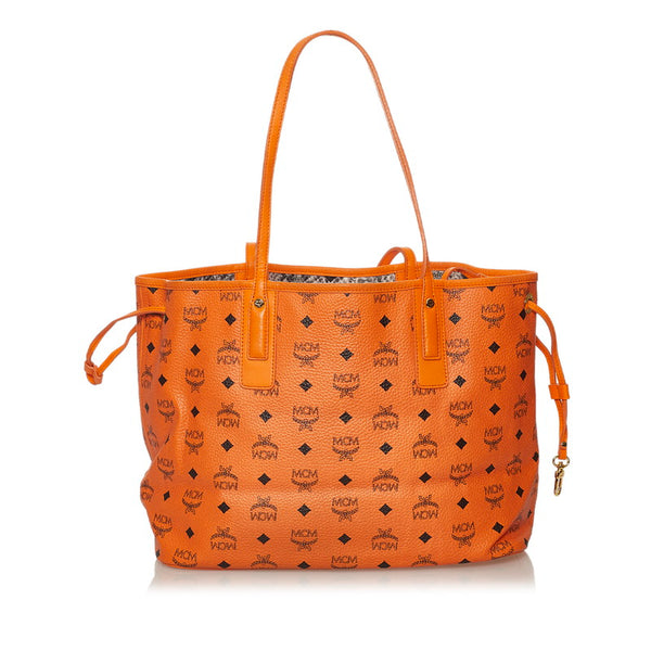 エム シー エム ヴィセトス オレンジ レザー トートバッグ レディース MCM 【中古】