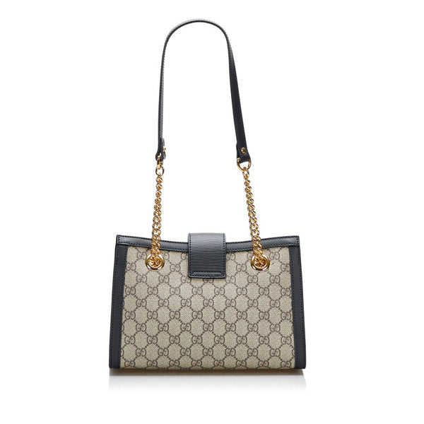 グッチ GGスモール パドロック チェーン ショルダーバッグ 498156 ベージュ ブラック レザー PVC レディース GUCCI 【中古】