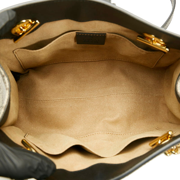 グッチ GGスモール パドロック チェーン ショルダーバッグ 498156 ベージュ ブラック レザー PVC レディース GUCCI 【中古】