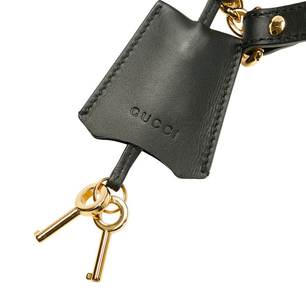 グッチ GGスモール パドロック チェーン ショルダーバッグ 498156 ベージュ ブラック レザー PVC レディース GUCCI 【中古】