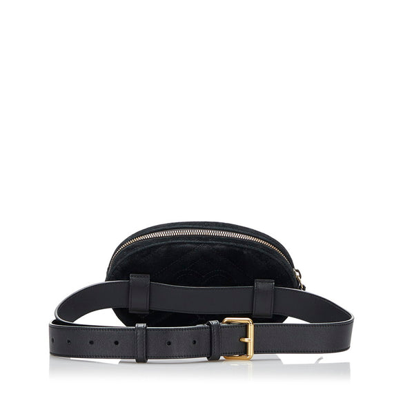 グッチ GGマーモント ウエストバッグ 476434 ブラック スウェード レザー レディース GUCCI 【中古】