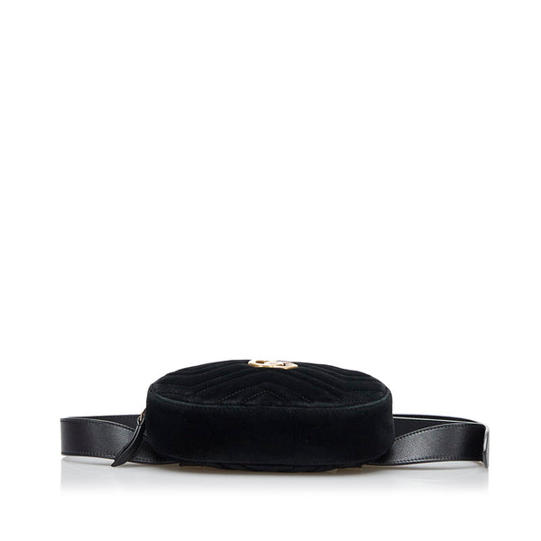 グッチ GGマーモント ウエストバッグ 476434 ブラック スウェード レザー レディース GUCCI 【中古】