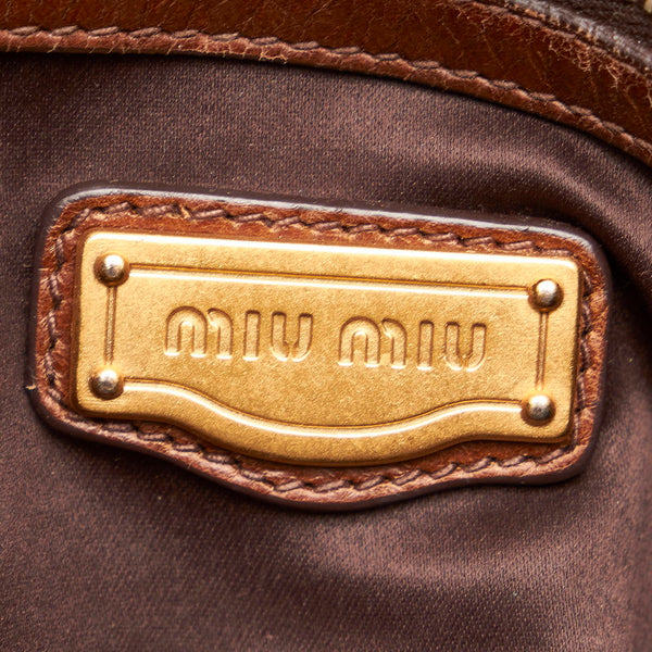 ミュウミュウ ブラウン レザー ハンドバッグ ショルダーバッグ 2way レディース MIUMIU 【中古】