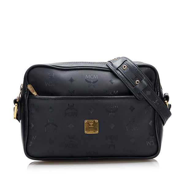 エム シー エム ヴィセトス ロゴグラム 斜め掛け ショルダーバッグ  ブラック PVC レザー レディース MCM 【中古】