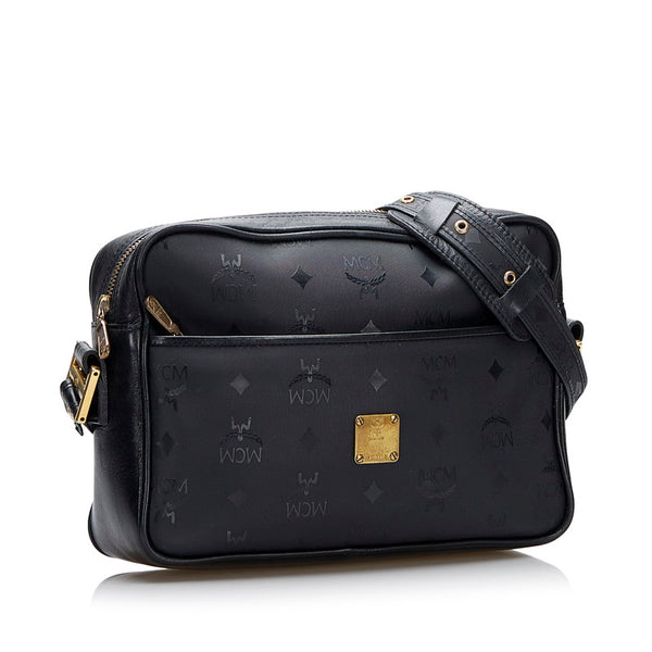 エム シー エム ヴィセトス ロゴグラム 斜め掛け ショルダーバッグ  ブラック PVC レザー レディース MCM 【中古】