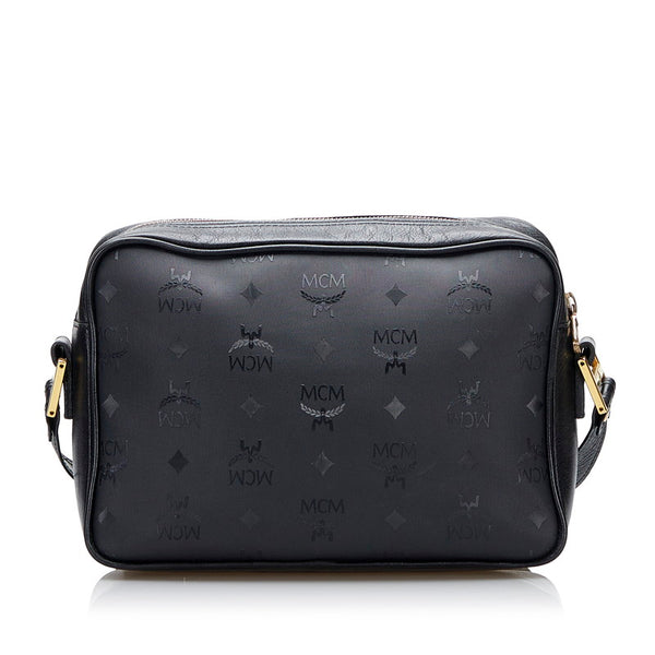 エム シー エム ヴィセトス ロゴグラム 斜め掛け ショルダーバッグ  ブラック PVC レザー レディース MCM 【中古】