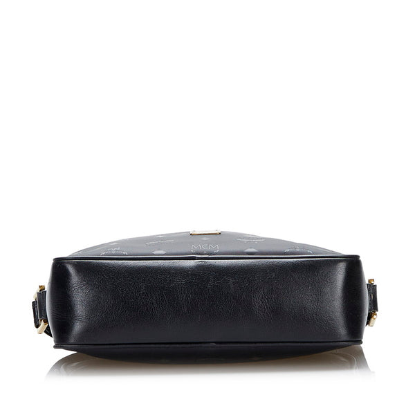 エム シー エム ヴィセトス ロゴグラム 斜め掛け ショルダーバッグ  ブラック PVC レザー レディース MCM 【中古】