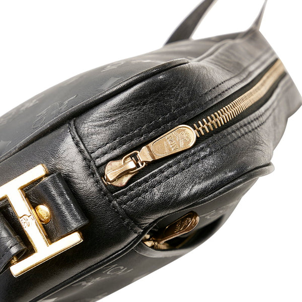 エム シー エム ヴィセトス ロゴグラム 斜め掛け ショルダーバッグ  ブラック PVC レザー レディース MCM 【中古】