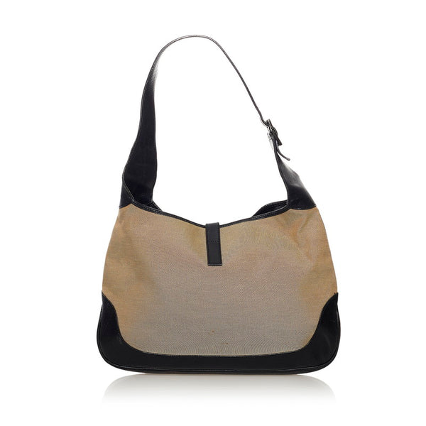 グッチ ジャッキー ワンショルダーバッグ 0013346 ベージュ ブラック キャンバス レザー レディース GUCCI 【中古】