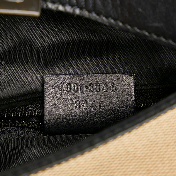 グッチ ジャッキー ワンショルダーバッグ 0013346 ベージュ ブラック キャンバス レザー レディース GUCCI 【中古】