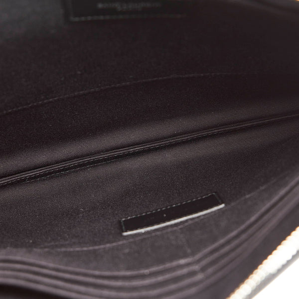 サンローラン ワッペン セカンドバッグ クラッチバッグ ブラック レザー メンズ SAINT LAURENT 【中古】