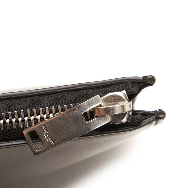 サンローラン ワッペン セカンドバッグ クラッチバッグ ブラック レザー メンズ SAINT LAURENT 【中古】