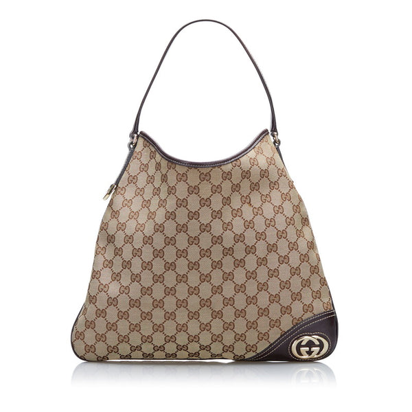 グッチ GGキャンバス ワンショルダーバッグ ハンドバッグ 169947 ブラウン ベージュ キャンバス レザー レディース GUCCI 【中古】