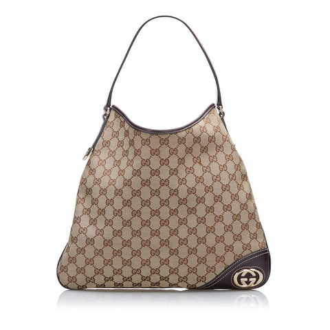 グッチ GGキャンバス ワンショルダーバッグ ハンドバッグ 169947 ブラウン ベージュ キャンバス レザー レディース GUCCI 【中古】