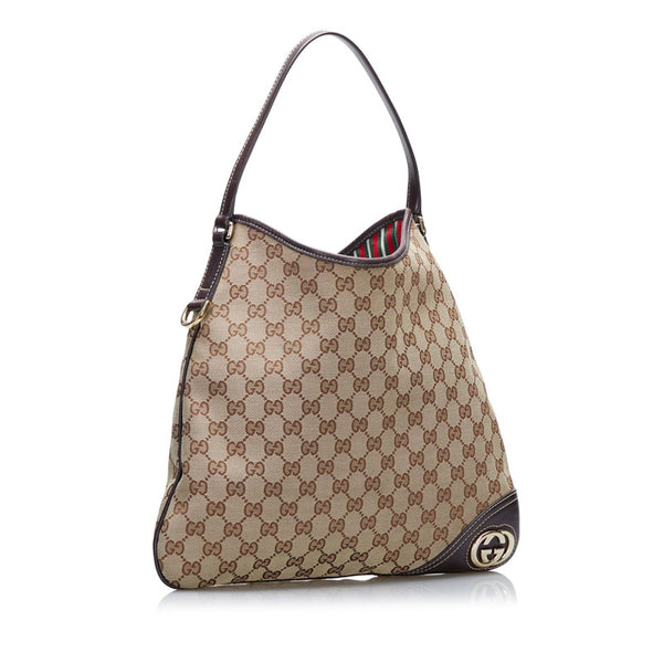 グッチ GGキャンバス ワンショルダーバッグ ハンドバッグ 169947 ブラウン ベージュ キャンバス レザー レディース GUCCI 【中古】