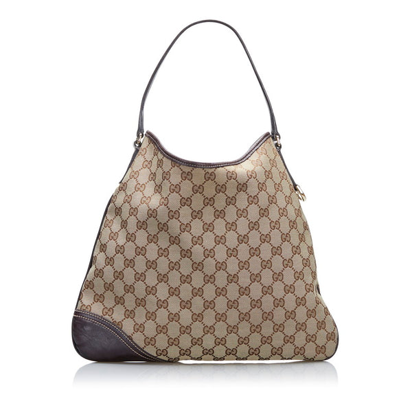 グッチ GGキャンバス ワンショルダーバッグ ハンドバッグ 169947 ブラウン ベージュ キャンバス レザー レディース GUCCI 【中古】