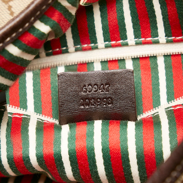 グッチ GGキャンバス ワンショルダーバッグ ハンドバッグ 169947 ブラウン ベージュ キャンバス レザー レディース GUCCI 【中古】