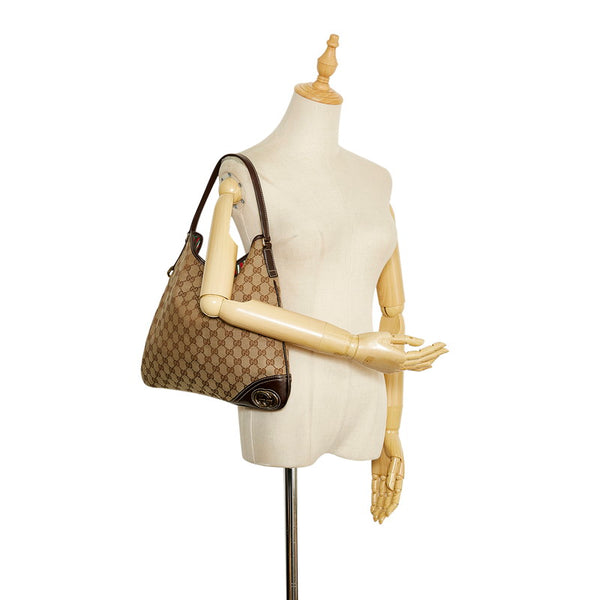 グッチ GGキャンバス ワンショルダーバッグ ハンドバッグ 169947 ブラウン ベージュ キャンバス レザー レディース GUCCI 【中古】