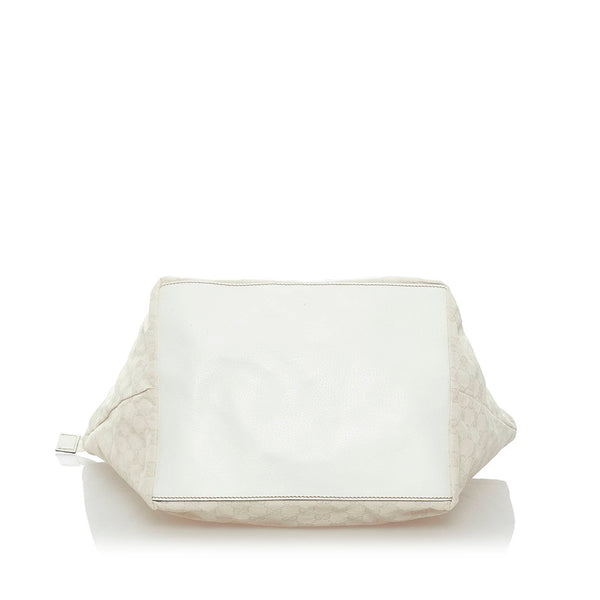 グッチ GGキャンバス シェリーライン トートバッグ 131231 ホワイト キャンバス レザー レディース GUCCI 【中古】