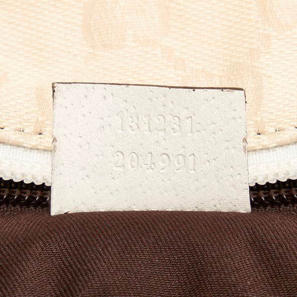 グッチ GGキャンバス シェリーライン トートバッグ 131231 ホワイト キャンバス レザー レディース GUCCI 【中古】