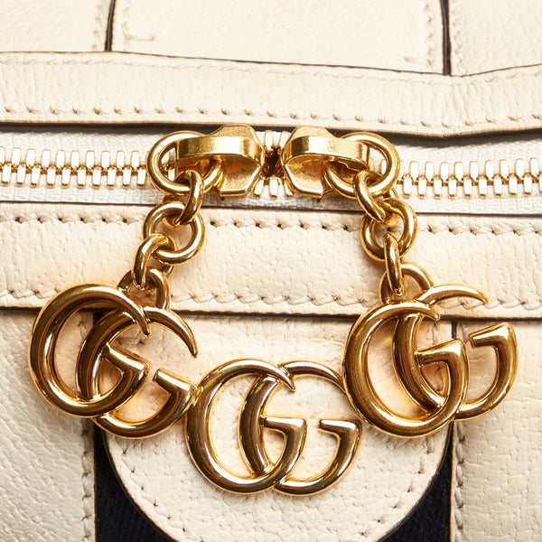 グッチ シェリーライン オフディア ボストンバッグ ショルダーバッグ 2WAY 524532 ホワイト レザー レディース GUCCI 【中古】