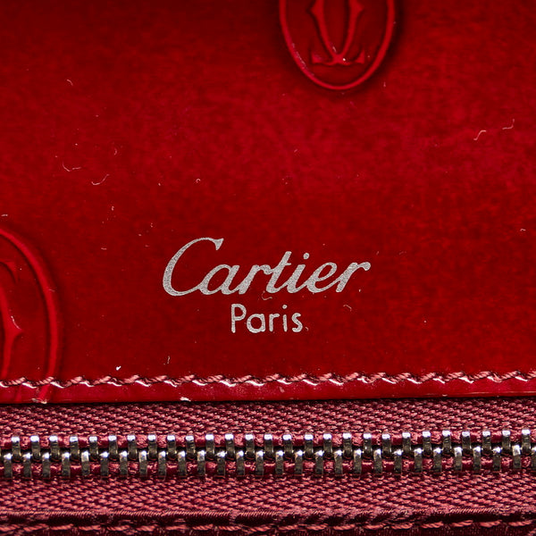 カルティエ マスト ハンドバッグ ボルドー エナメル レディース CARTIER 【中古】