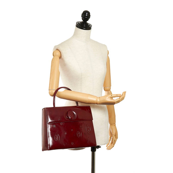 カルティエ マスト ハンドバッグ ボルドー エナメル レディース CARTIER 【中古】