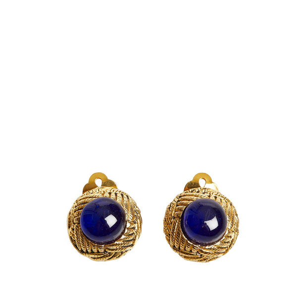 シャネル イヤリング ブルー ゴールド メッキ プラスチック レディース CHANEL 【中古】