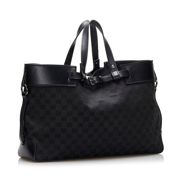 グッチ GGキャンバス ハンドバッグ トートバッグ 106251 ブラック キャンバス レザー レディース GUCCI 【中古】