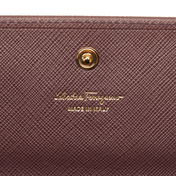 サルヴァトーレフェラガモ ガンチーニ 長財布 パープル レザー レディース Salvatore Ferragamo 【中古】