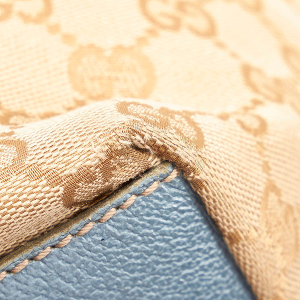 グッチ GGキャンバス シェリーライン トートバッグ 131230 ベージュ ライトブルー キャンバス レザー レディース GUCCI 【中古】