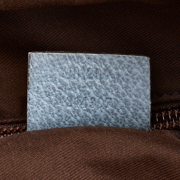 グッチ GGキャンバス シェリーライン トートバッグ 131230 ベージュ ライトブルー キャンバス レザー レディース GUCCI 【中古】