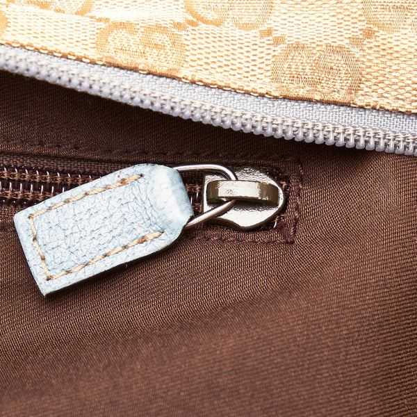 グッチ GGキャンバス シェリーライン トートバッグ 131230 ベージュ ライトブルー キャンバス レザー レディース GUCCI 【中古】