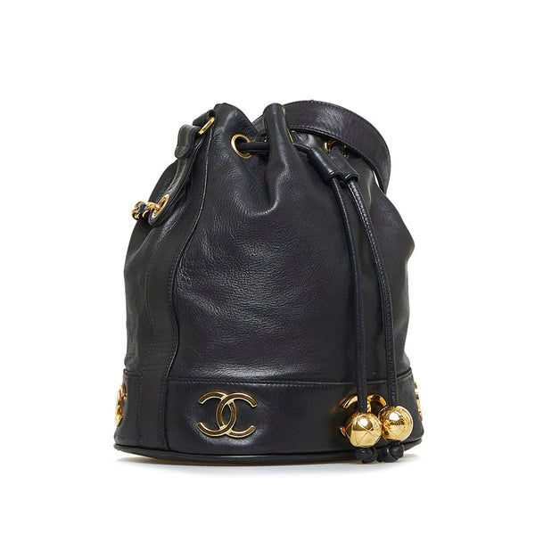 シャネル ココマーク トリプルココ ココボール  チェーン ショルダーバッグ ブラック ゴールド ラムスキン レディース CHANEL 【中古】