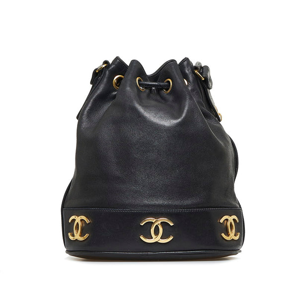 シャネル ココマーク トリプルココ ココボール  チェーン ショルダーバッグ ブラック ゴールド ラムスキン レディース CHANEL 【中古】