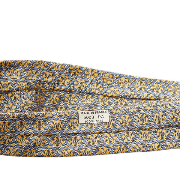 エルメス ネクタイ イエロー ブルー  シルク メンズ HERMES 【中古】
