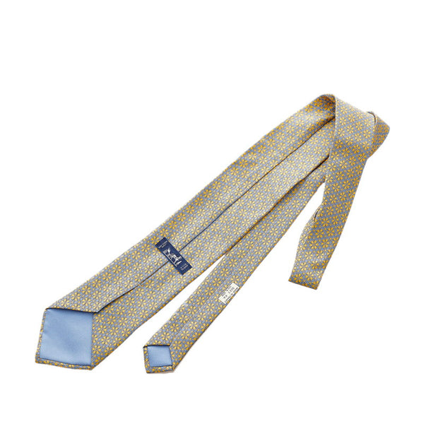 エルメス ネクタイ イエロー ブルー  シルク メンズ HERMES 【中古】