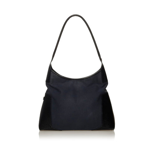 サルヴァトーレフェラガモ 肩掛け ショルダーバッグ AU-21 1208 ネイビー ブラック キャンバス レザー レディース Salvatore Ferragamo 【中古】