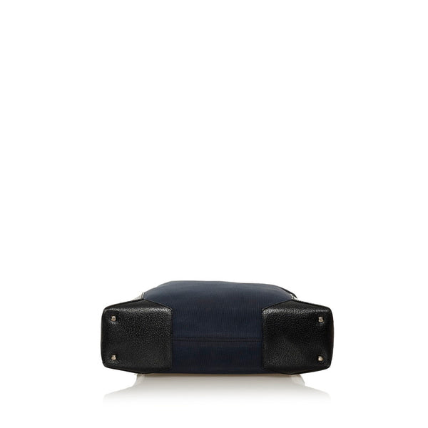 サルヴァトーレフェラガモ 肩掛け ショルダーバッグ AU-21 1208 ネイビー ブラック キャンバス レザー レディース Salvatore Ferragamo 【中古】