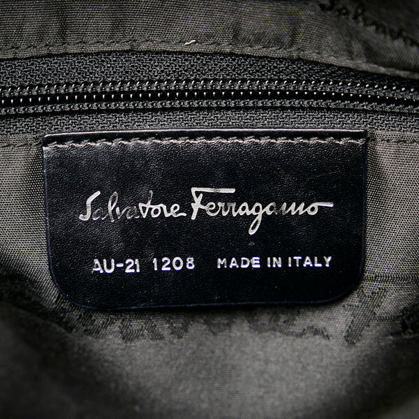 サルヴァトーレフェラガモ 肩掛け ショルダーバッグ AU-21 1208 ネイビー ブラック キャンバス レザー レディース Salvatore Ferragamo 【中古】